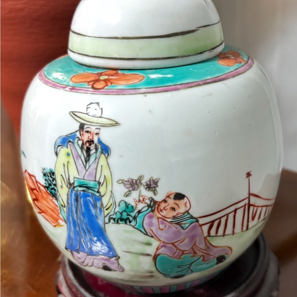 Vtg Antique CHINESE Asian Porcelain VASE Ginger Jar FAMILLE VERTE Children QING - Picture 13 of 13
